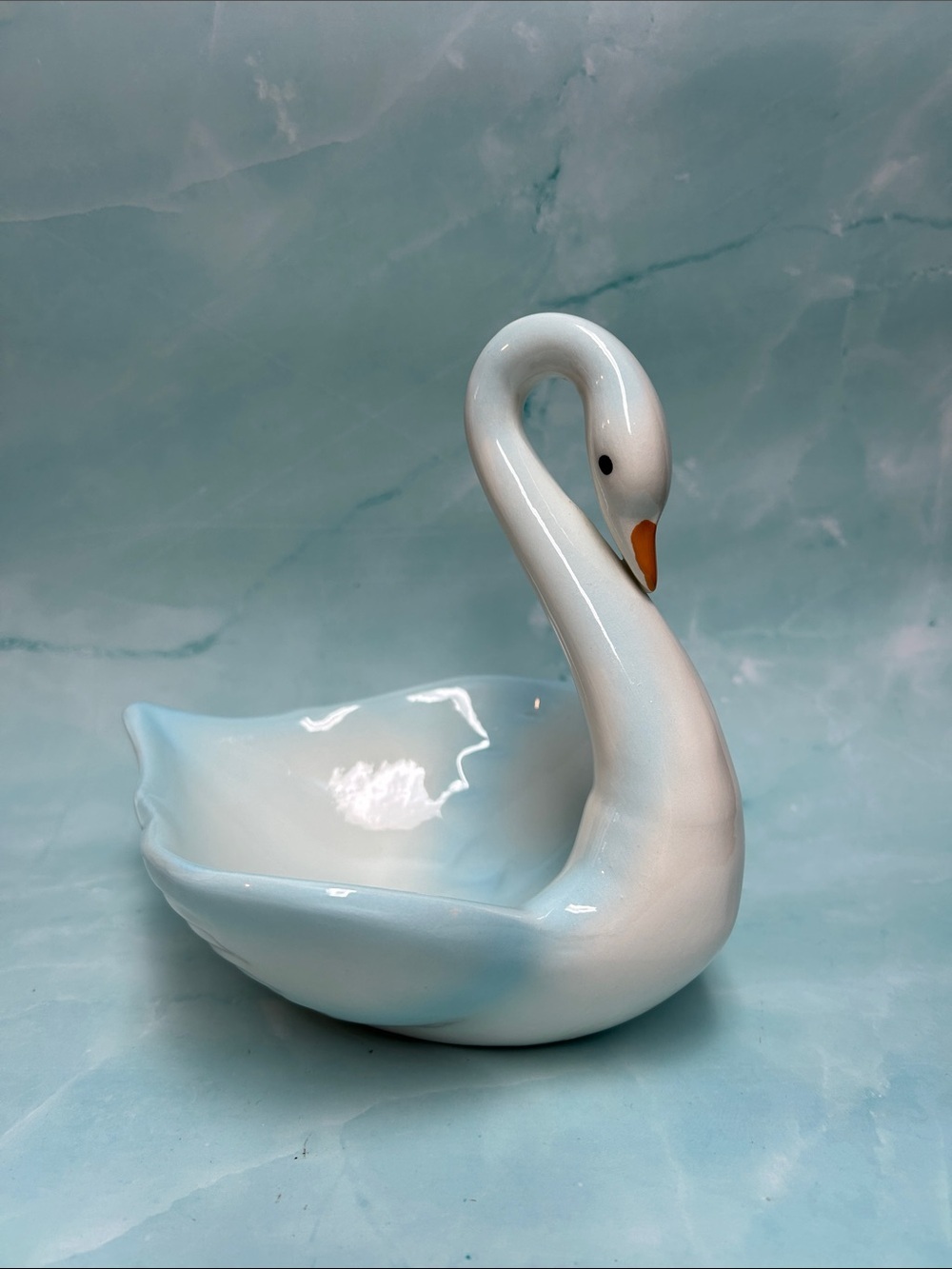 Ceramic Swan Decorative Bowl - White and Light Blue